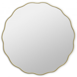 Круглое зеркало в золотой волнистой раме Fancy M Gold (Фэнси) Smal Ø80 см